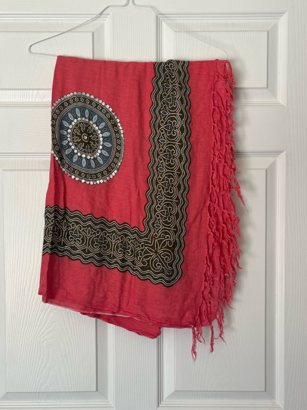 Pink Sequin Boho Scarf - Picture 2 of 8